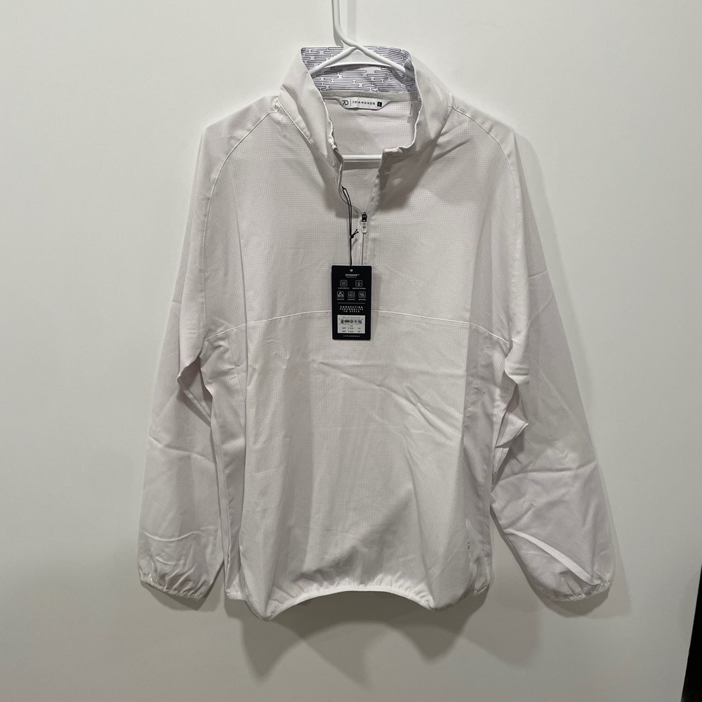7 Diamonds Oxygenate Quarter Zip Pullover White Grid Anti-Odor Mens Large‎ NWT